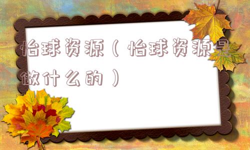 怡球资源（怡球资源是做什么的）