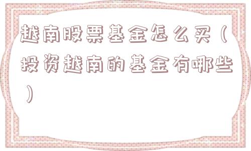 越南股票基金怎么买（投资越南的基金有哪些）