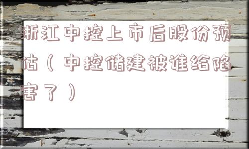 浙江中控上市后股份预估（中控储建被谁给陷害了）