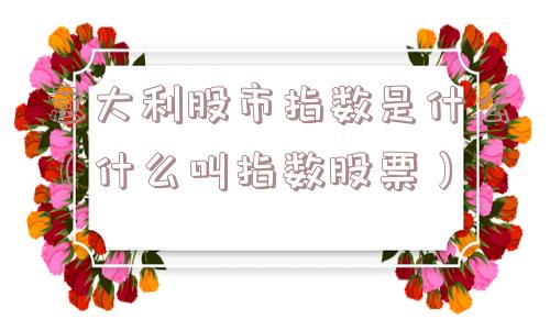 意大利股市指数是什么(什么叫指数股票) 意大利股市指数是什么(什么叫指数股票)