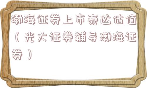 渤海证券上市泰达估值（光大证券辅导渤海证券）