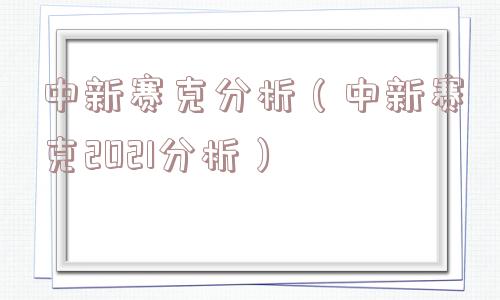 中新赛克分析（中新赛克2021分析）