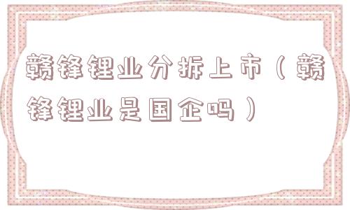 赣锋锂业分拆上市（赣锋锂业是国企吗）