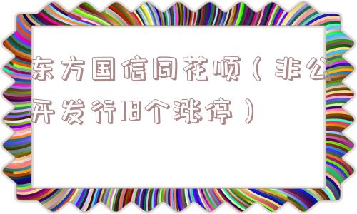 东方国信同花顺（非公开发行18个涨停）