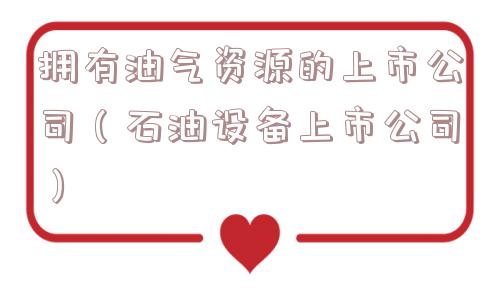 拥有油气资源的上市公司(石油设备上市公司) 拥有油气资源的上市公司(石油设备上市公司)