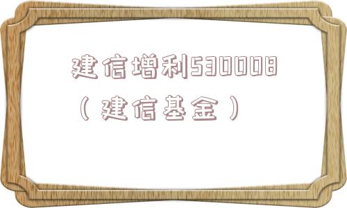 建信增利530008（建信基金）