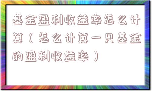 基金盈利收益率怎么计算（怎么计算一只基金的盈利收益率）