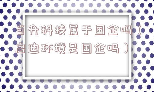 当升科技属于国企吗(启迪环境是国企吗) 当升科技属于国企吗(启迪环境是国企吗)