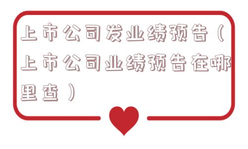 上市公司发业绩预告（上市公司业绩预告在哪里查）