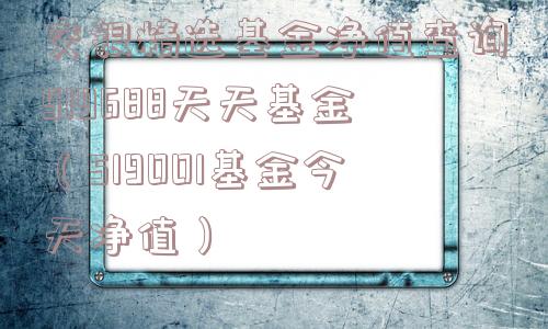 交银精选基金净值查询519688天天基金（519001基金今天净值）