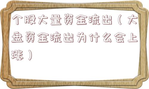 个股大量资金流出（大盘资金流出为什么会上涨）