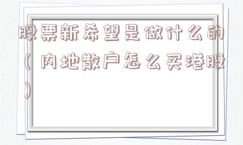 股票新希望是做什么的(内地散户怎么买港股) 股票新希望是做什么的(内地散户怎么买港股)