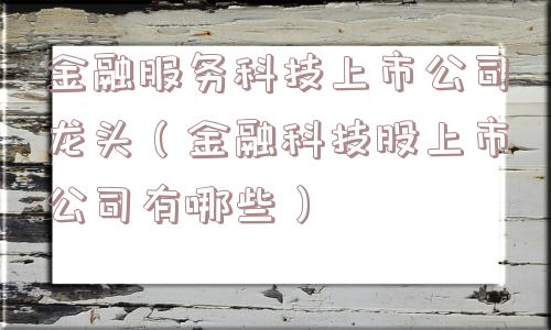 金融服务科技上市公司龙头（金融科技股上市公司有哪些）