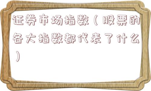 证券市场指数（股票的各大指数都代表了什么）
