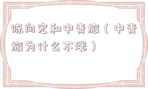 陈向宏和中青旅(中青旅为什么不涨) 陈向宏和中青旅(中青旅为什么不涨)