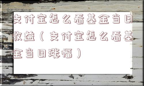 支付宝怎么看基金当日收益（支付宝怎么看基金当日涨幅）